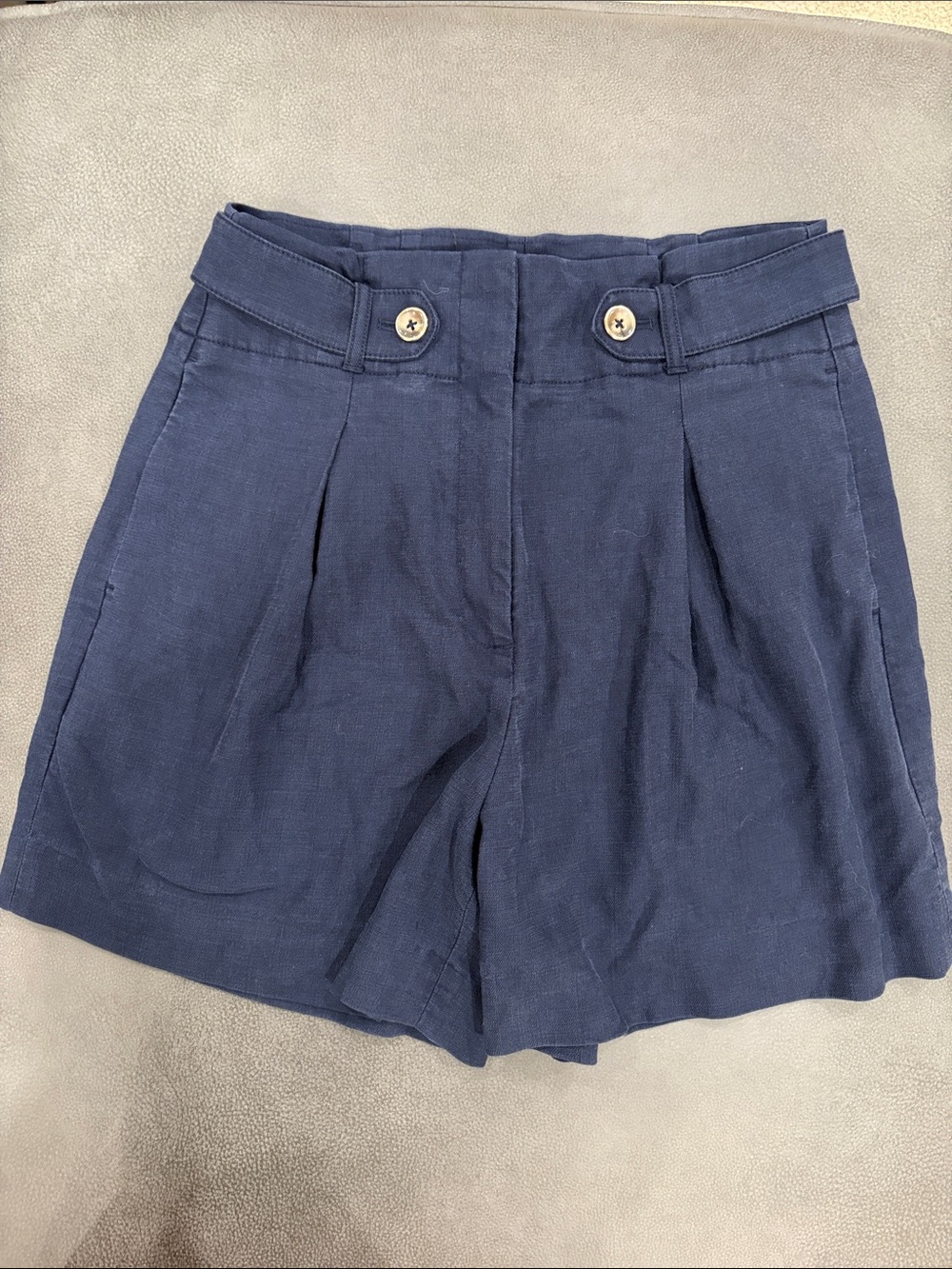 White House Black Market Navy High-Waist Pleated Shorts